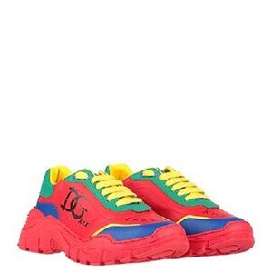 Dolce & Gabbana Kids Multicolor Interlock Logo Red Leather Sneakers sz 13.5 $525